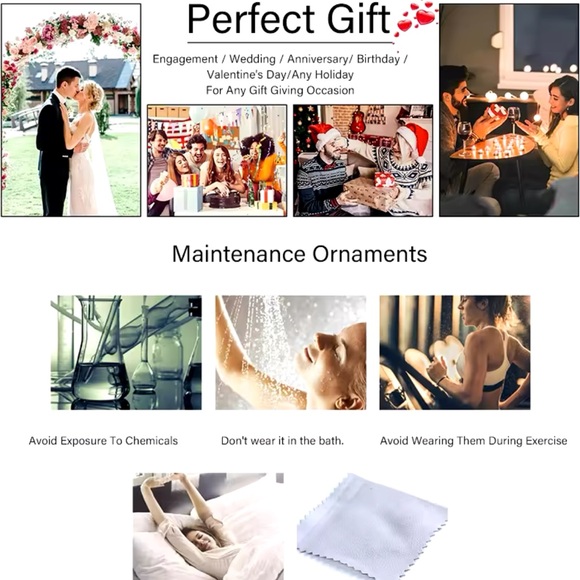 NWOT 1.2 CT Moissanite Clover Necklace 18k rose gold pltd sterling silver 16”18” - Picture 14 of 16